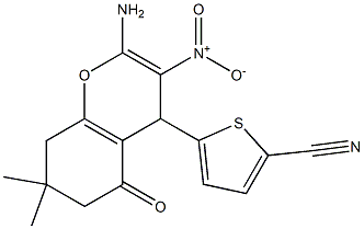 5-{2-amino-3-nitro-7,7-dimethyl-5-oxo-5,6,7,8-tetrahydro-4H-chromen-4-yl}thiophene-2-carbonitrile 구조식 이미지