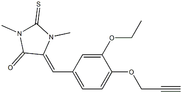 5-[3-ethoxy-4-(prop-2-ynyloxy)benzylidene]-1,3-dimethyl-2-thioxoimidazolidin-4-one Structure