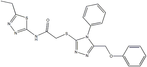 N-(5-ethyl-1,3,4-thiadiazol-2-yl)-2-{[5-(phenoxymethyl)-4-phenyl-4H-1,2,4-triazol-3-yl]sulfanyl}acetamide 구조식 이미지