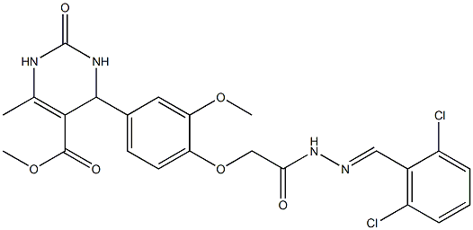 methyl 4-(4-{2-[2-(2,6-dichlorobenzylidene)hydrazino]-2-oxoethoxy}-3-methoxyphenyl)-6-methyl-2-oxo-1,2,3,4-tetrahydro-5-pyrimidinecarboxylate Structure