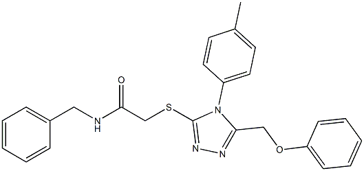 N-benzyl-2-{[4-(4-methylphenyl)-5-(phenoxymethyl)-4H-1,2,4-triazol-3-yl]sulfanyl}acetamide 구조식 이미지