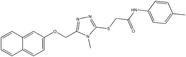 2-({4-methyl-5-[(2-naphthyloxy)methyl]-4H-1,2,4-triazol-3-yl}sulfanyl)-N-(4-methylphenyl)acetamide 구조식 이미지