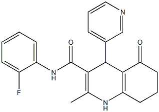 N-(2-fluorophenyl)-2-methyl-5-oxo-4-(3-pyridinyl)-1,4,5,6,7,8-hexahydro-3-quinolinecarboxamide 구조식 이미지