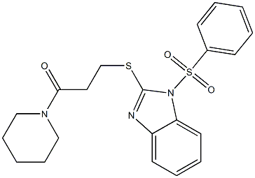 3-oxo-3-(1-piperidinyl)propyl 1-(phenylsulfonyl)-1H-benzimidazol-2-yl sulfide Structure