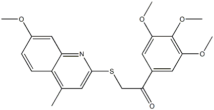 2-[(7-methoxy-4-methyl-2-quinolinyl)sulfanyl]-1-(3,4,5-trimethoxyphenyl)ethanone 구조식 이미지