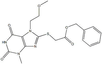 benzyl {[7-(2-methoxyethyl)-3-methyl-2,6-dioxo-2,3,6,7-tetrahydro-1H-purin-8-yl]sulfanyl}acetate 구조식 이미지