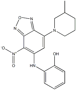 2-{[4-nitro-7-(3-methyl-1-piperidinyl)-2,1,3-benzoxadiazol-5-yl]amino}phenol Structure