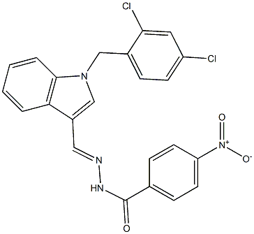 N'-{[1-(2,4-dichlorobenzyl)-1H-indol-3-yl]methylene}-4-nitrobenzohydrazide 구조식 이미지