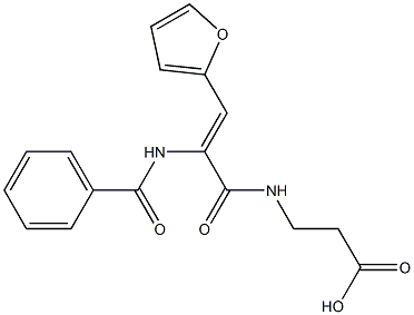 N-[2-(benzoylamino)-3-(2-furyl)acryloyl]-beta-alanine Structure