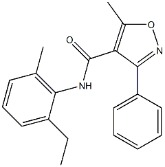 N-(2-ethyl-6-methylphenyl)-5-methyl-3-phenyl-4-isoxazolecarboxamide 구조식 이미지