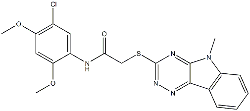 N-(5-chloro-2,4-dimethoxyphenyl)-2-[(5-methyl-5H-[1,2,4]triazino[5,6-b]indol-3-yl)sulfanyl]acetamide 구조식 이미지