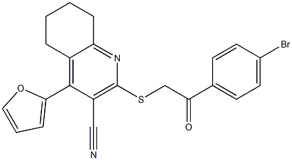 2-{[2-(4-bromophenyl)-2-oxoethyl]sulfanyl}-4-(2-furyl)-5,6,7,8-tetrahydro-3-quinolinecarbonitrile Structure