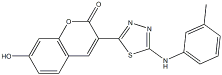 7-hydroxy-3-[5-(3-toluidino)-1,3,4-thiadiazol-2-yl]-2H-chromen-2-one 구조식 이미지