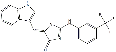 5-(1H-indol-3-ylmethylene)-2-[3-(trifluoromethyl)anilino]-1,3-thiazol-4(5H)-one 구조식 이미지