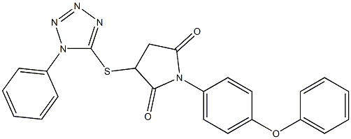 1-(4-phenoxyphenyl)-3-[(1-phenyl-1H-tetraazol-5-yl)sulfanyl]pyrrolidine-2,5-dione 구조식 이미지