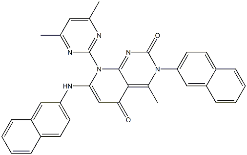 8-(4,6-dimethyl-2-pyrimidinyl)-4-methyl-3-(2-naphthyl)-7-(2-naphthylamino)pyrido[2,3-d]pyrimidine-2,5(3H,8H)-dione 구조식 이미지