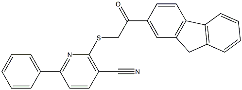 2-{[2-(9H-fluoren-2-yl)-2-oxoethyl]sulfanyl}-6-phenylnicotinonitrile 구조식 이미지