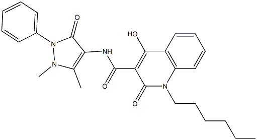 N-(1,5-dimethyl-3-oxo-2-phenyl-2,3-dihydro-1H-pyrazol-4-yl)-1-hexyl-4-hydroxy-2-oxo-1,2-dihydroquinoline-3-carboxamide Structure