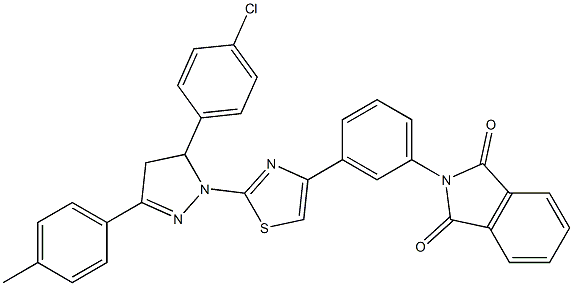 2-(3-{2-[5-(4-chlorophenyl)-3-(4-methylphenyl)-4,5-dihydro-1H-pyrazol-1-yl]-1,3-thiazol-4-yl}phenyl)-1H-isoindole-1,3(2H)-dione Structure