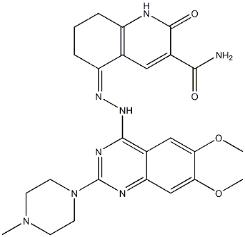 5-{[6,7-dimethoxy-2-(4-methyl-1-piperazinyl)-4-quinazolinyl]hydrazono}-2-oxo-1,2,5,6,7,8-hexahydro-3-quinolinecarboxamide 구조식 이미지