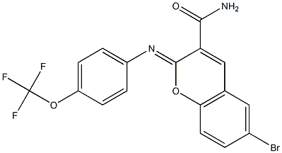 6-bromo-2-{[4-(trifluoromethoxy)phenyl]imino}-2H-chromene-3-carboxamide 구조식 이미지