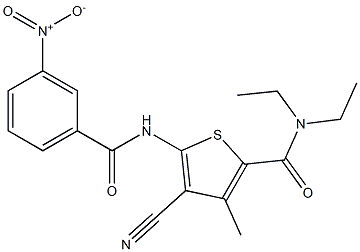4-cyano-N,N-diethyl-5-[({3-nitrophenyl}carbonyl)amino]-3-methylthiophene-2-carboxamide Structure