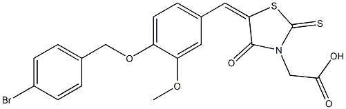 (5-{4-[(4-bromobenzyl)oxy]-3-methoxybenzylidene}-4-oxo-2-thioxo-1,3-thiazolidin-3-yl)acetic acid Structure