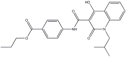 propyl 4-({[4-hydroxy-1-(2-methylpropyl)-2-oxo-1,2-dihydroquinolin-3-yl]carbonyl}amino)benzoate 구조식 이미지