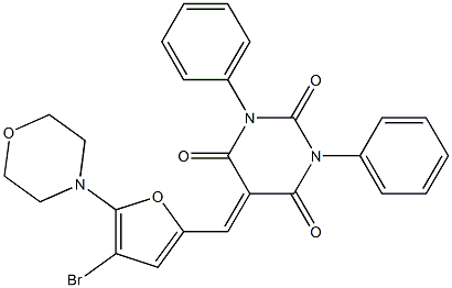 5-{[4-bromo-5-(4-morpholinyl)-2-furyl]methylene}-1,3-diphenyl-2,4,6(1H,3H,5H)-pyrimidinetrione 구조식 이미지