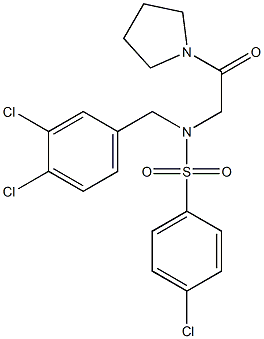 4-chloro-N-(3,4-dichlorobenzyl)-N-[2-oxo-2-(1-pyrrolidinyl)ethyl]benzenesulfonamide Structure