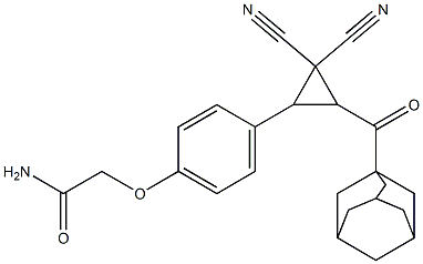 2-{4-[3-(1-adamantylcarbonyl)-2,2-dicyanocyclopropyl]phenoxy}acetamide 구조식 이미지