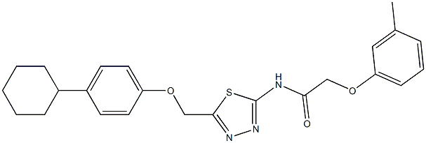 N-{5-[(4-cyclohexylphenoxy)methyl]-1,3,4-thiadiazol-2-yl}-2-(3-methylphenoxy)acetamide Structure