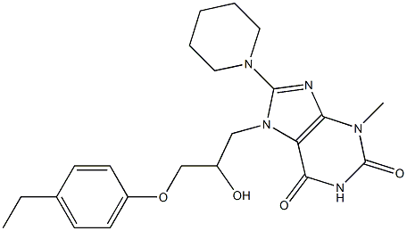 7-[3-(4-ethylphenoxy)-2-hydroxypropyl]-3-methyl-8-(1-piperidinyl)-3,7-dihydro-1H-purine-2,6-dione Structure