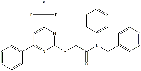 N-benzyl-N-phenyl-2-{[4-phenyl-6-(trifluoromethyl)-2-pyrimidinyl]sulfanyl}acetamide 구조식 이미지