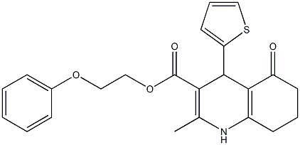 2-phenoxyethyl 2-methyl-5-oxo-4-(2-thienyl)-1,4,5,6,7,8-hexahydro-3-quinolinecarboxylate 구조식 이미지