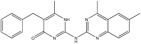 5-benzyl-2-[(4,6-dimethylquinazolin-2-yl)amino]-6-methylpyrimidin-4(1H)-one Structure