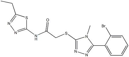 2-{[5-(2-bromophenyl)-4-methyl-4H-1,2,4-triazol-3-yl]sulfanyl}-N-(5-ethyl-1,3,4-thiadiazol-2-yl)acetamide 구조식 이미지
