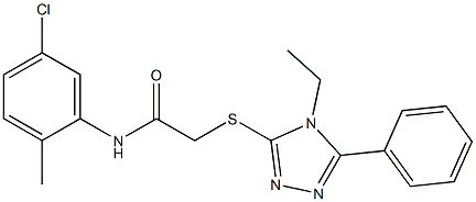 N-(5-chloro-2-methylphenyl)-2-[(4-ethyl-5-phenyl-4H-1,2,4-triazol-3-yl)sulfanyl]acetamide 구조식 이미지