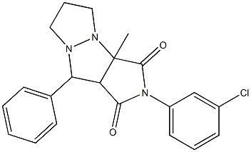 2-(3-chlorophenyl)-3a-methyl-9-phenyltetrahydro-5H-pyrazolo[1,2-a]pyrrolo[3,4-c]pyrazole-1,3(2H,3aH)-dione 구조식 이미지