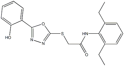 N-(2,6-diethylphenyl)-2-{[5-(2-hydroxyphenyl)-1,3,4-oxadiazol-2-yl]sulfanyl}acetamide Structure