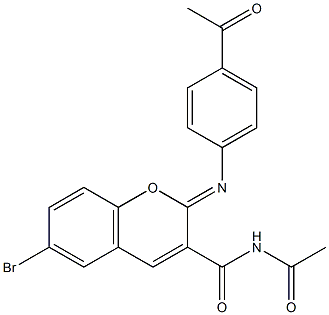 N-acetyl-2-[(4-acetylphenyl)imino]-6-bromo-2H-chromene-3-carboxamide Structure