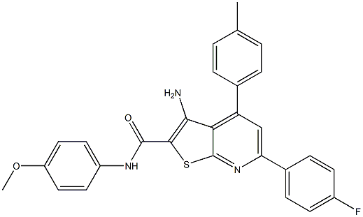 3-amino-6-(4-fluorophenyl)-N-(4-methoxyphenyl)-4-(4-methylphenyl)thieno[2,3-b]pyridine-2-carboxamide 구조식 이미지