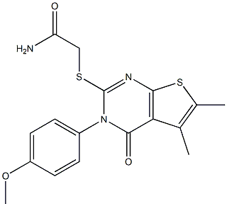 2-({5,6-dimethyl-3-[4-(methyloxy)phenyl]-4-oxo-3,4-dihydrothieno[2,3-d]pyrimidin-2-yl}sulfanyl)acetamide 구조식 이미지