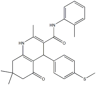 2,7,7-trimethyl-N-(2-methylphenyl)-4-[4-(methylsulfanyl)phenyl]-5-oxo-1,4,5,6,7,8-hexahydroquinoline-3-carboxamide Structure