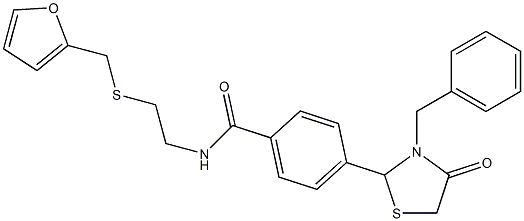 4-(3-benzyl-4-oxo-1,3-thiazolidin-2-yl)-N-{2-[(2-furylmethyl)sulfanyl]ethyl}benzamide Structure