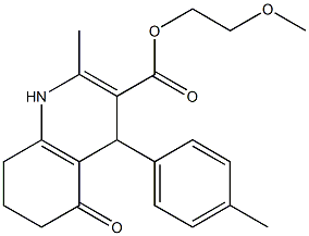 2-methoxyethyl 2-methyl-4-(4-methylphenyl)-5-oxo-1,4,5,6,7,8-hexahydro-3-quinolinecarboxylate 구조식 이미지