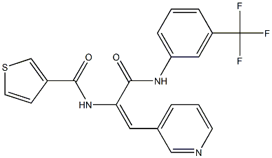 N-(2-(3-pyridinyl)-1-{[3-(trifluoromethyl)anilino]carbonyl}vinyl)-3-thiophenecarboxamide 구조식 이미지