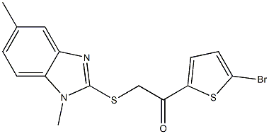 1-(5-bromo-2-thienyl)-2-[(1,5-dimethyl-1H-benzimidazol-2-yl)sulfanyl]ethanone 구조식 이미지