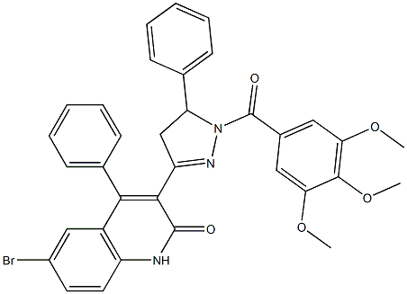 6-bromo-4-phenyl-3-[5-phenyl-1-(3,4,5-trimethoxybenzoyl)-4,5-dihydro-1H-pyrazol-3-yl]-2(1H)-quinolinone Structure