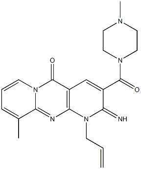 1-allyl-2-imino-10-methyl-3-[(4-methyl-1-piperazinyl)carbonyl]-1,2-dihydro-5H-dipyrido[1,2-a:2,3-d]pyrimidin-5-one Structure